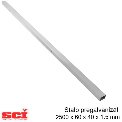 Stalp pregalvanizat 1.5 x 2500 x 60 x 40 mm